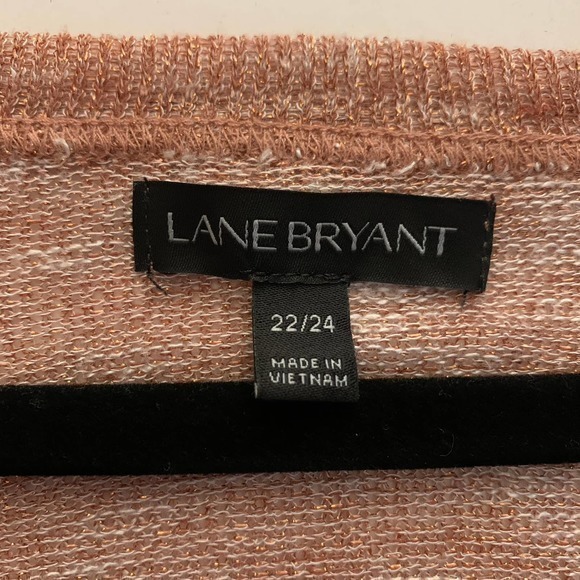 LANE BRYANT Peach Rose Gold Metallic‎ Shimmer Asymmetrical Sweater - Picture 6 of 7